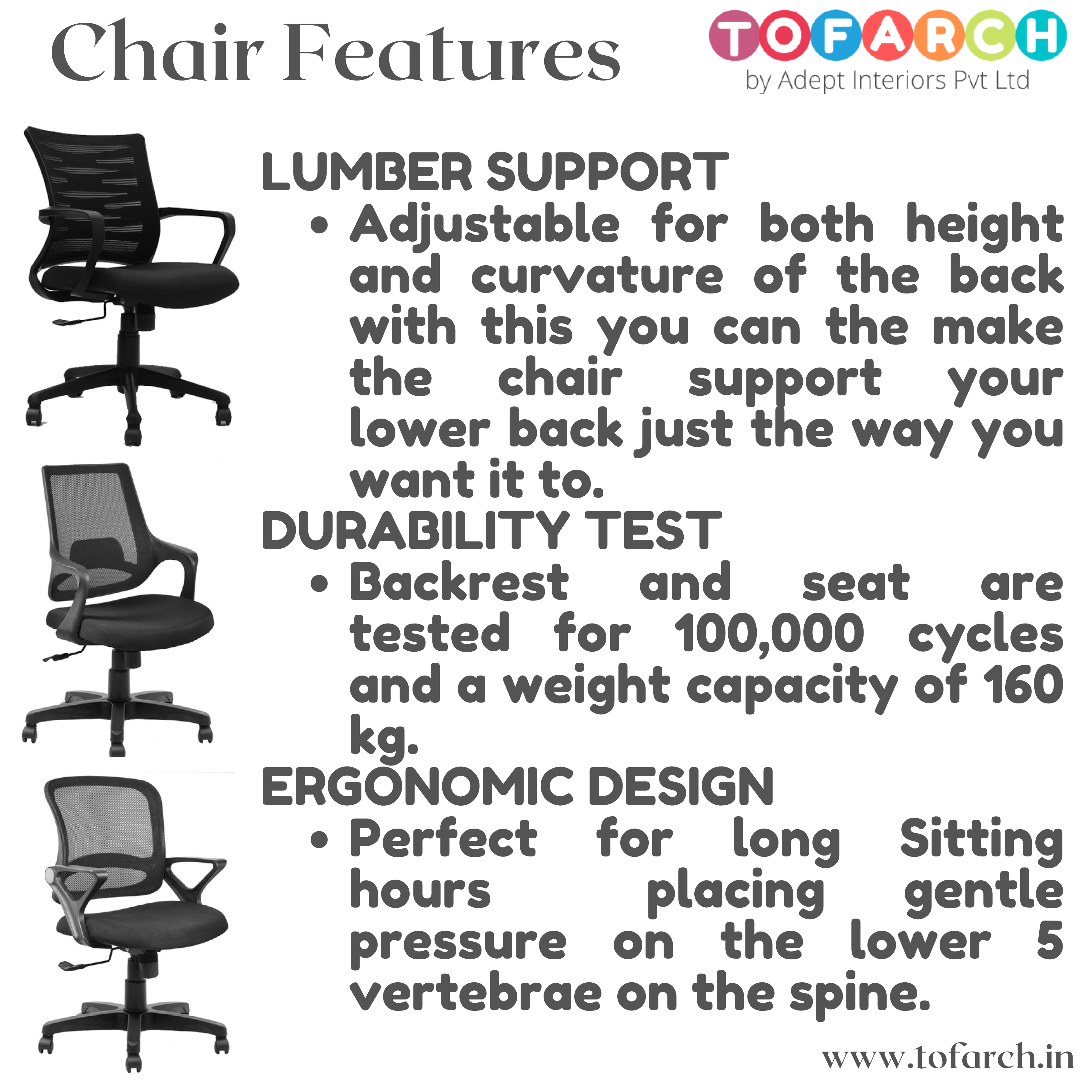 Office Chair Feature and Adjustable Lumbar Support and Height Adjustment